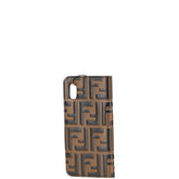 フェンディ ズッカ iPhoneX Xsカバー スマホケース 7AR675 ブラウン ピンク レザー レディース FENDI 【中古】